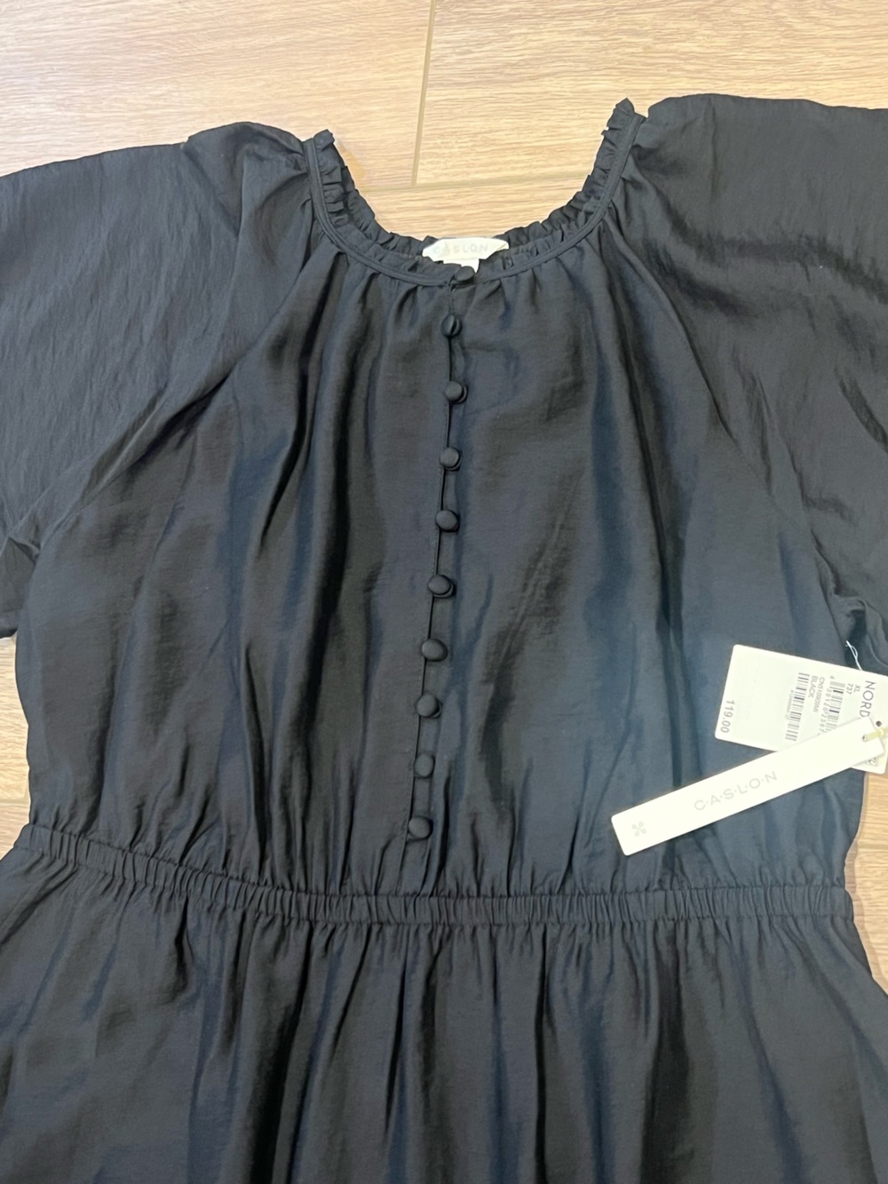 New Caslon Nordstrom Black Wide Sleeve Button Front Long Midi Dress XL - Picture 8 of 14